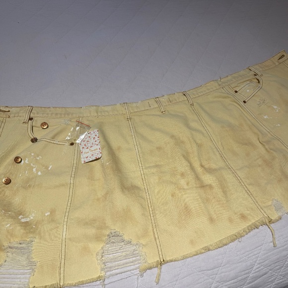 Free People Parker Wrap Butter Cream Distressed Denim Mini Skirt Size 27 New NWT - Picture 12 of 15